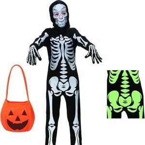 Skeleton Costume for Kids, Glow in The Dark, Halloween Fearsome Costume